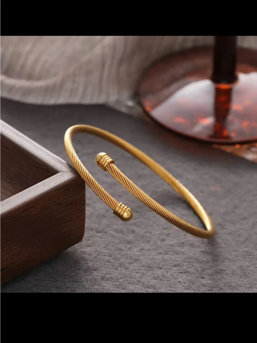Women’s Gold-Tone Twisted Cable Open Cuff Bracelet